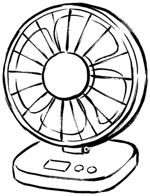 卓上扇風機の墨絵